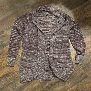 Eddie Bauer Spacedye Shawl Collar Open Cardigan Sweater Womens Size M Purple